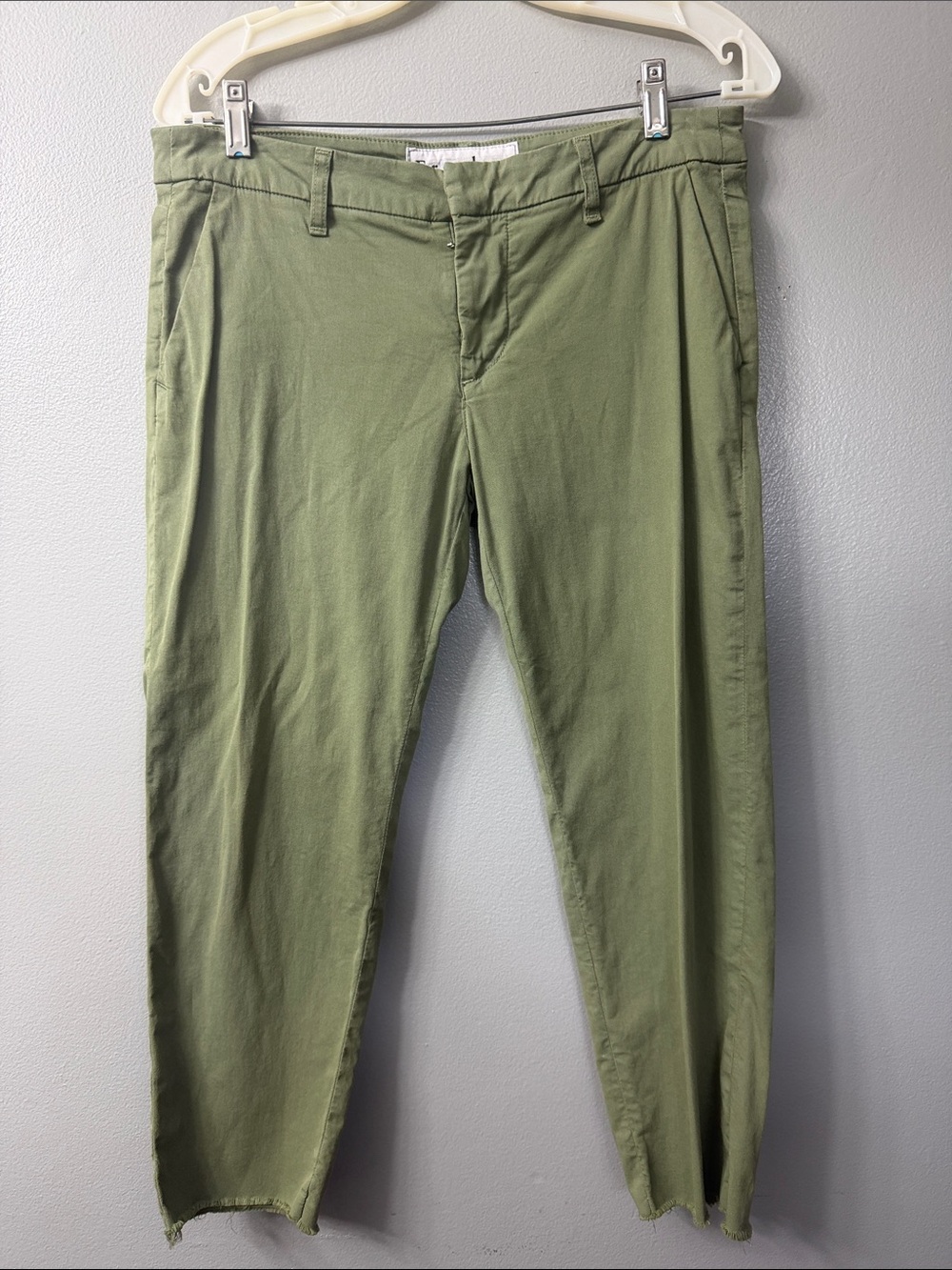 Frank & Eileen Wicklow Cotton Cropped Raw Hem Green Pants Size 6